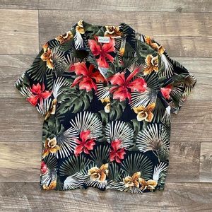White Stag tropical Hawaiian boxy botanical blouse
